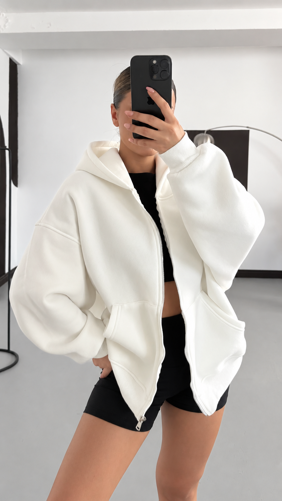 Hoodie Zip Oversize 100% Coton