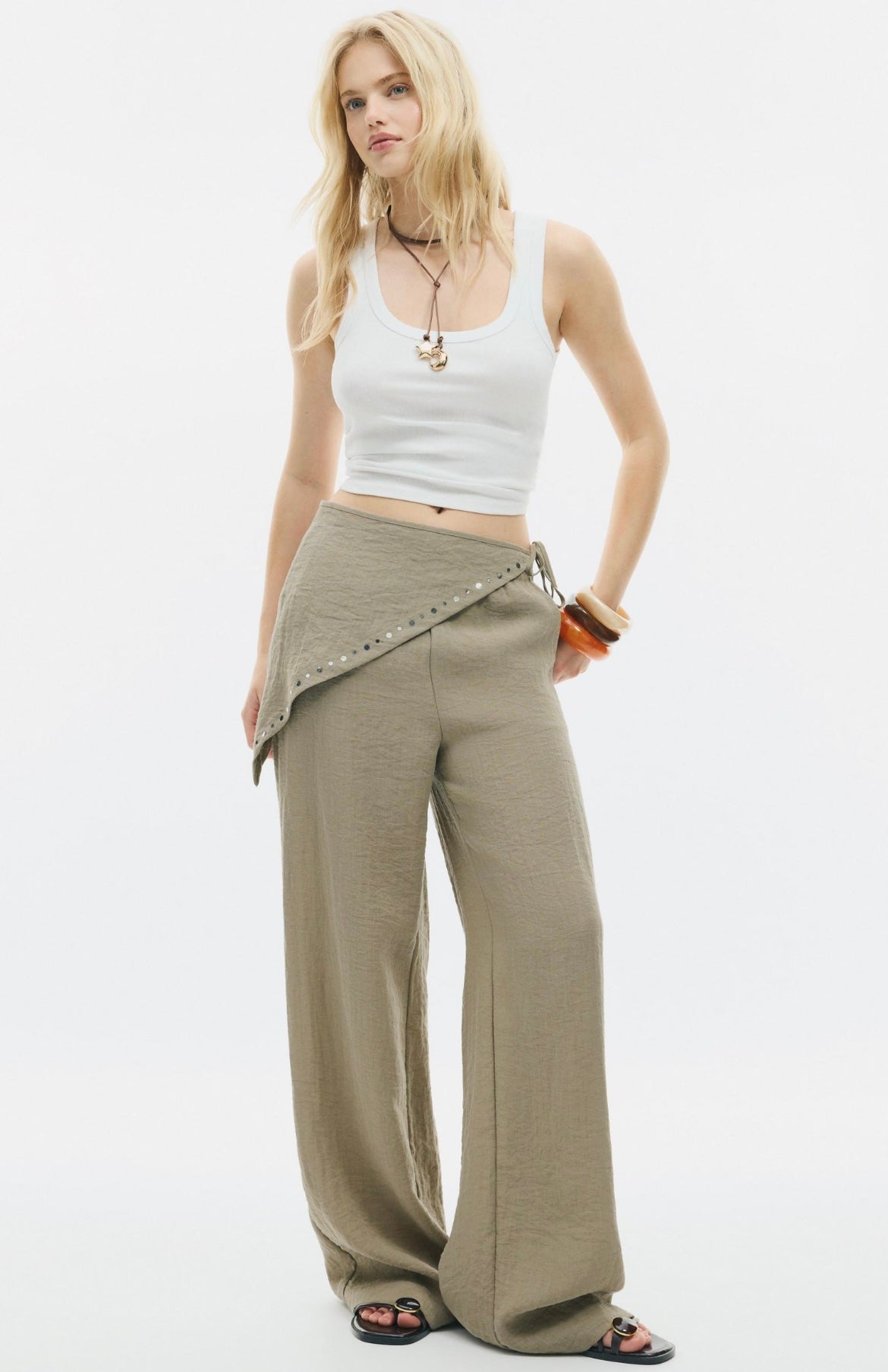 Pantalon foulard  en lin