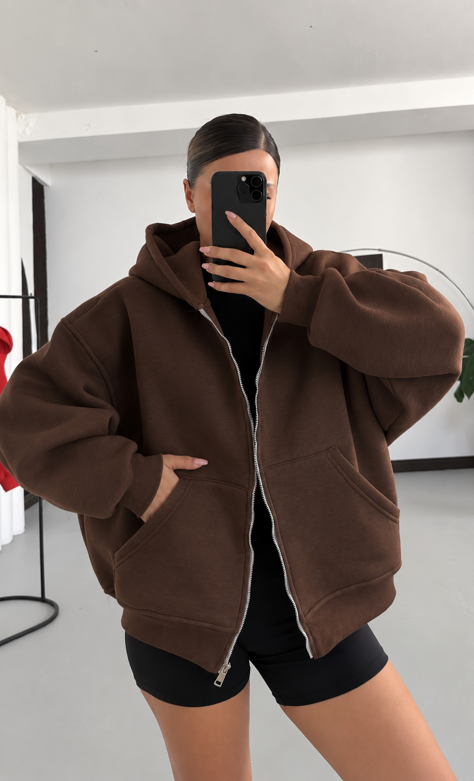 Hoodie Zip Oversize 100% Coton