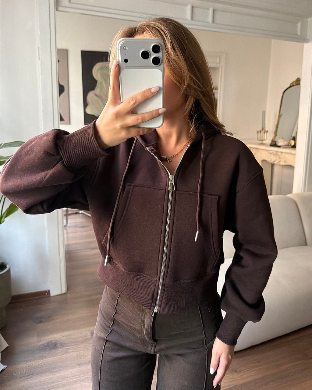 Cropped ZIP UP Hoodie 100% Coton