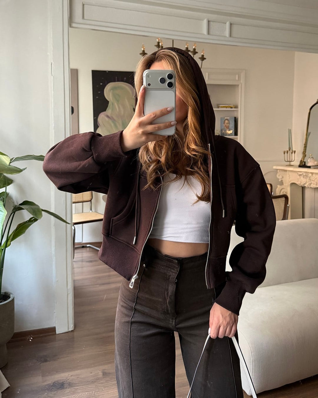 Cropped ZIP UP Hoodie 100% Coton