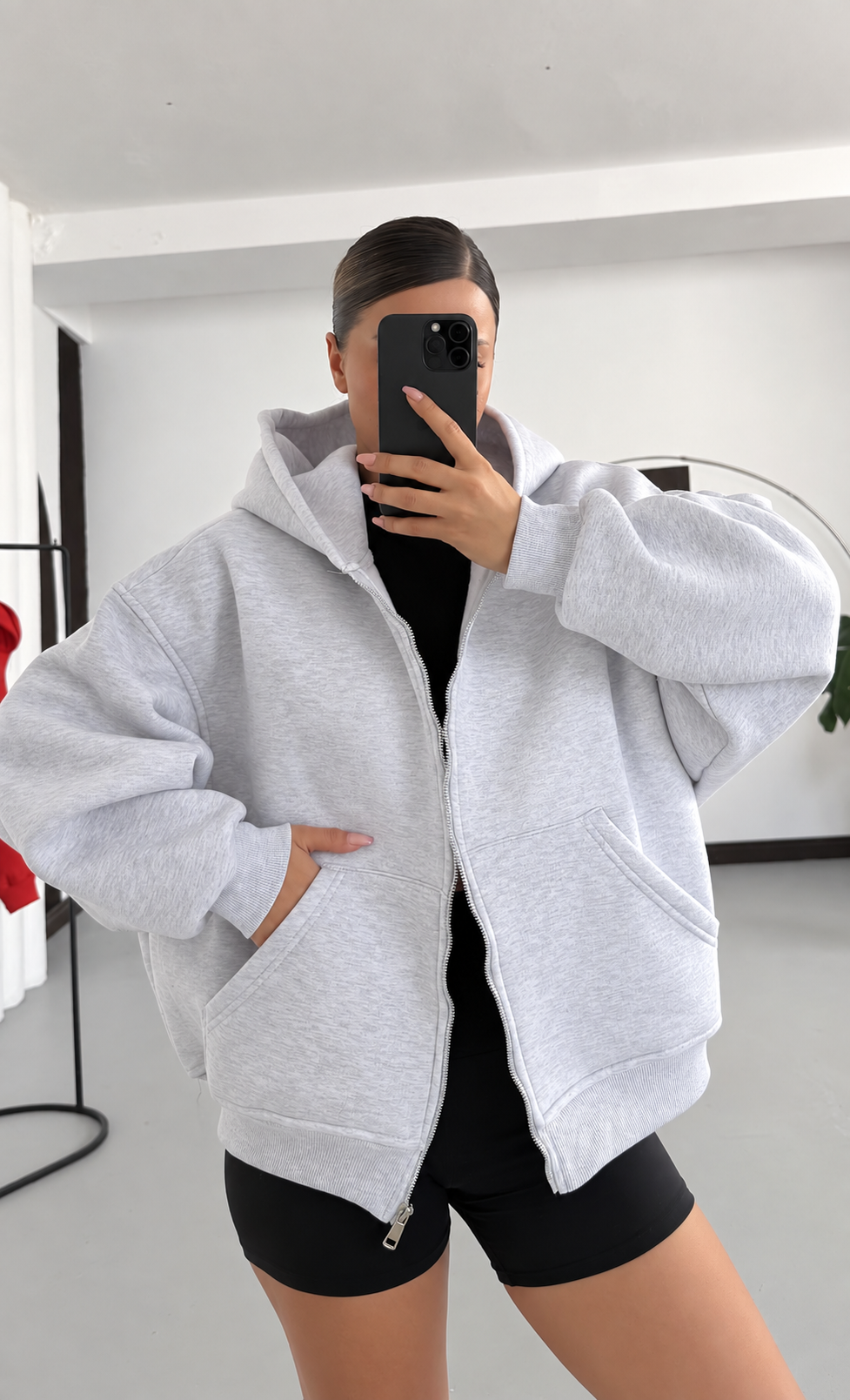 Hoodie Zip Oversize 100% Coton