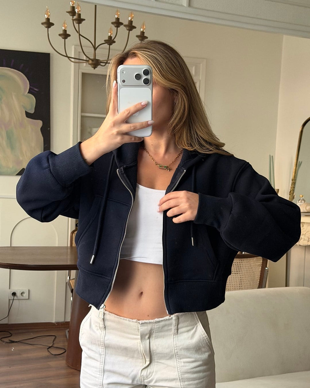 Cropped ZIP UP Hoodie 100% Coton